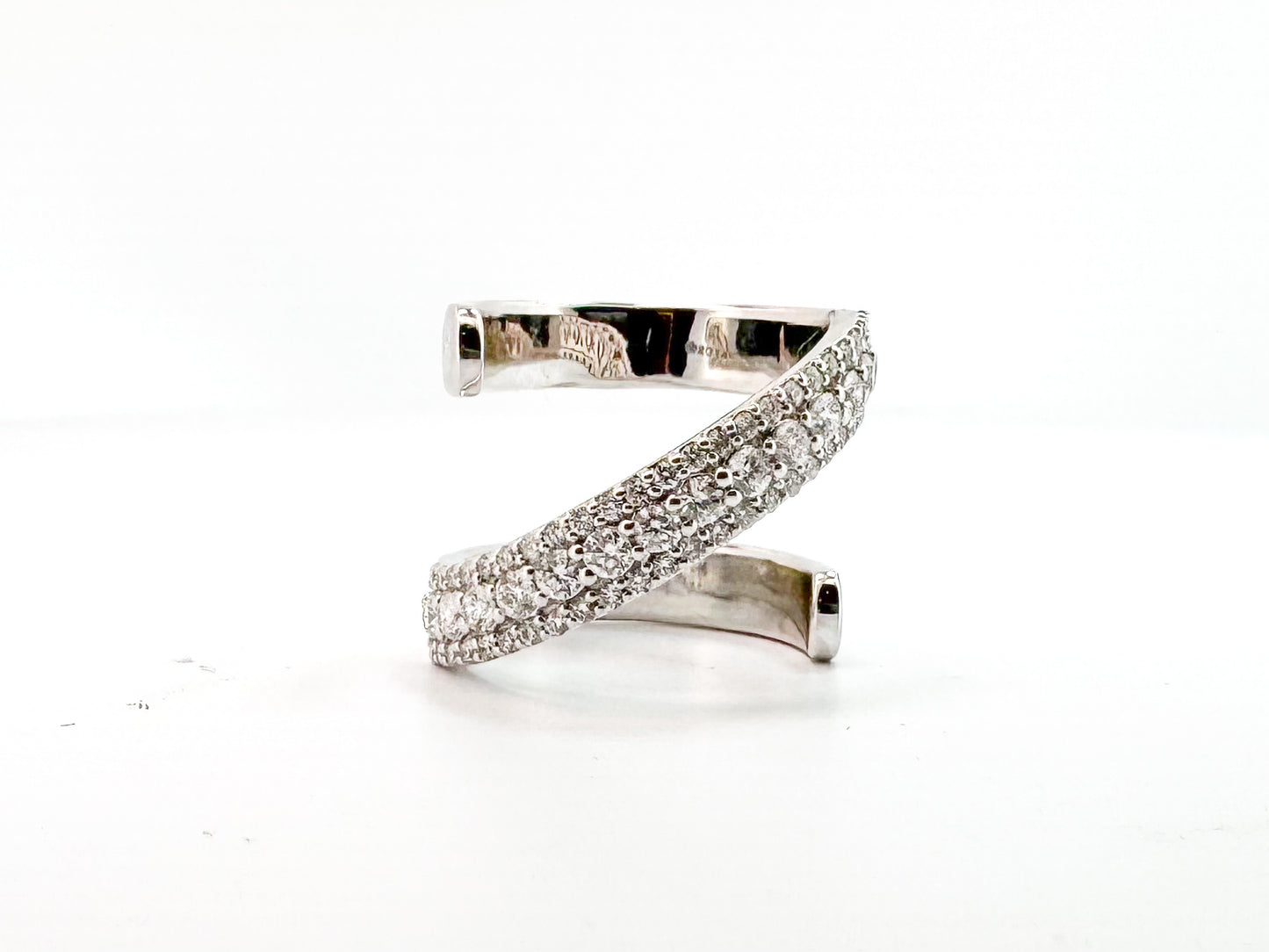 14k, white gold, diamond fashion ring. 1.05 carat total diamond weight.