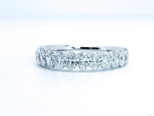 14K, White gold 1.45 dtw lab grown, oval diamond band.