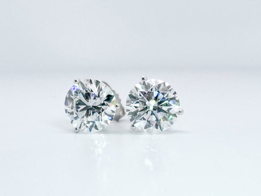 14K, White gold, 6.00 carat total weight, lab diamond earrings.IGI Certified