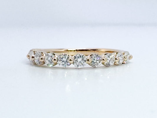 14K, Yellow gold .75 diamond total weight, wedding band.