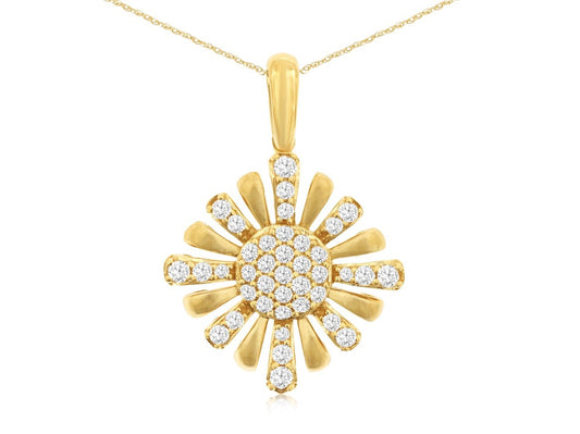 14k, Yellow gold diamond pendant. .33 carat total weight