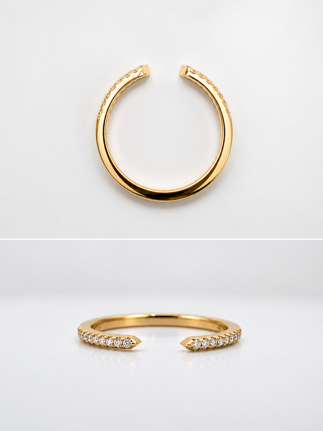 14k, Yellow gold, open concept diamond band..10 diamnd total weight.