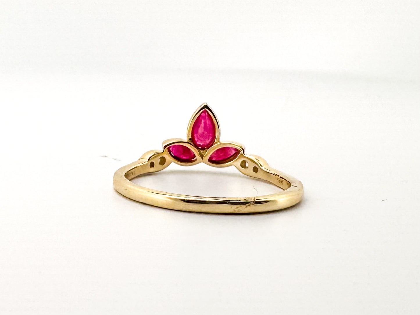 14KY .42 Natural ruby set with .06 carat natural diamond.