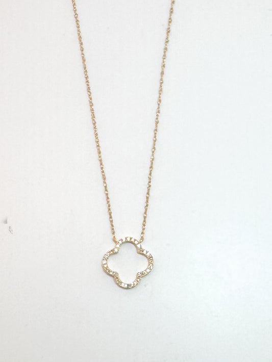 10K,Yellow gold, .10 diamond total weight, clover pendant.