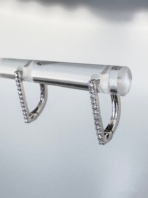Diamond huggie bar hoops