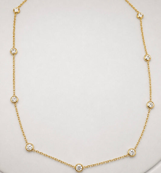 14K, yellow gold, 1.41 carat, natural, diamonds by the yard necklace.