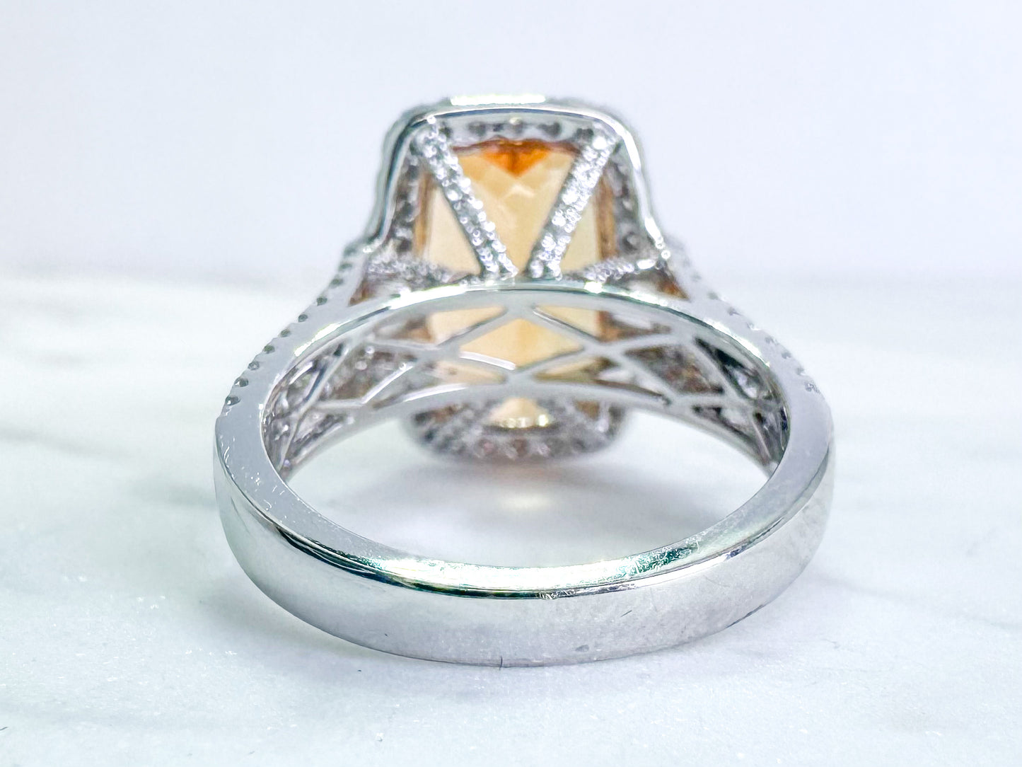 Imperial Topaz and diamond fashion ring