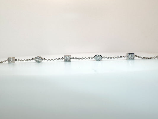 14K, White gold, oval and princess cut, lab grown diamond bracelet.