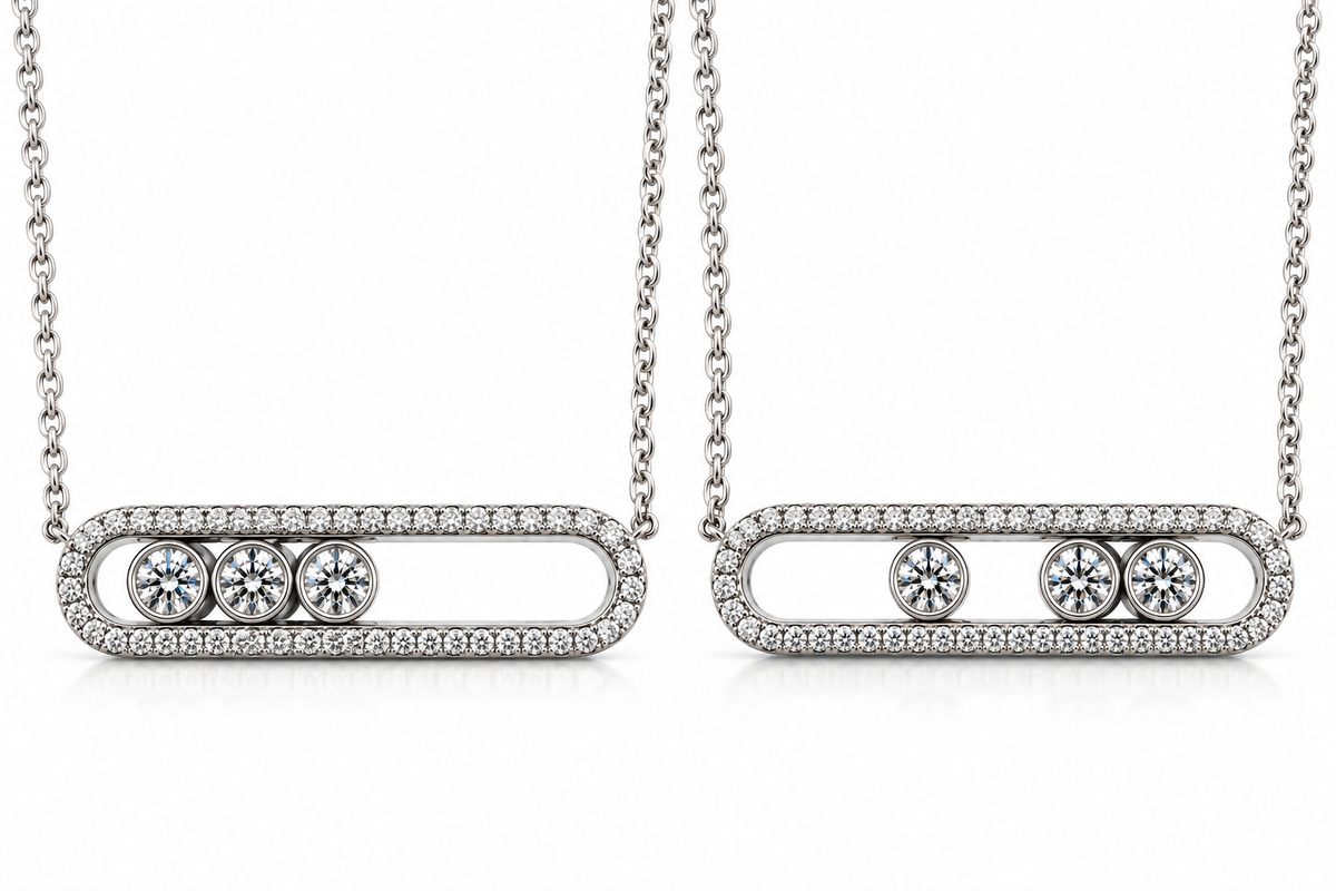 14k, Wite glold, .47 carat total weight, Sliding diamond pendant.