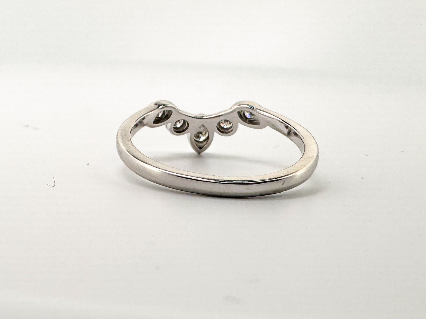 14K, White gold, .15 diamond total weight, contour band. Natura diamond