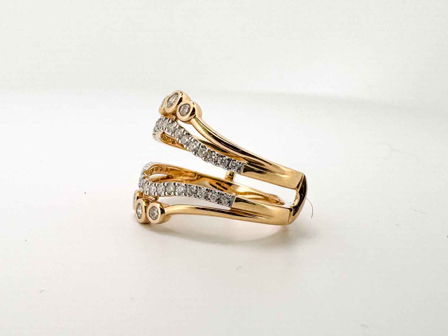 14K, Two tone, natural diamond wedding wrap. .47 carat total weight