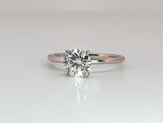 14k, white gold .95 round brilliant lab grown solitaire. SI1 H