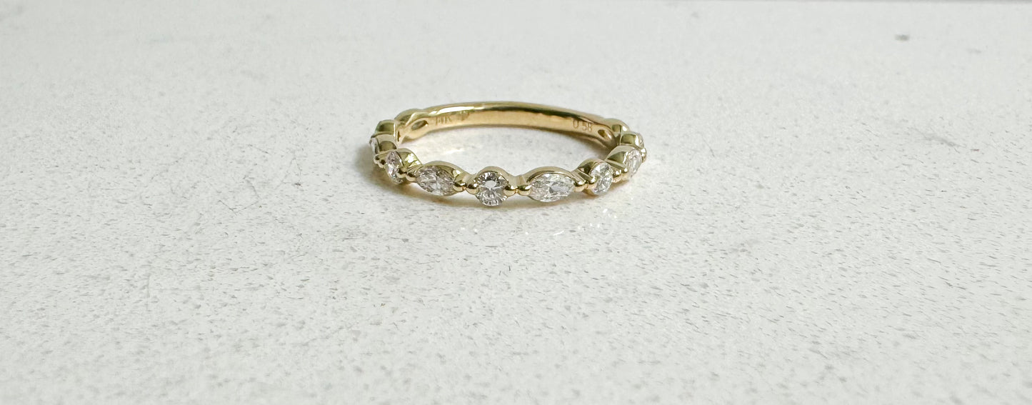 Yellow Gold Marquise & Round Band