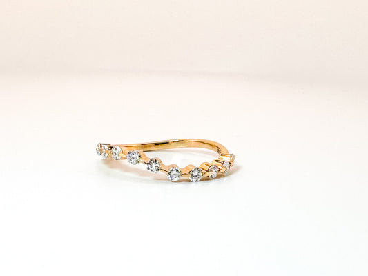 14K, Yellow gold, " wave" lab diamond band .37 carat total weight