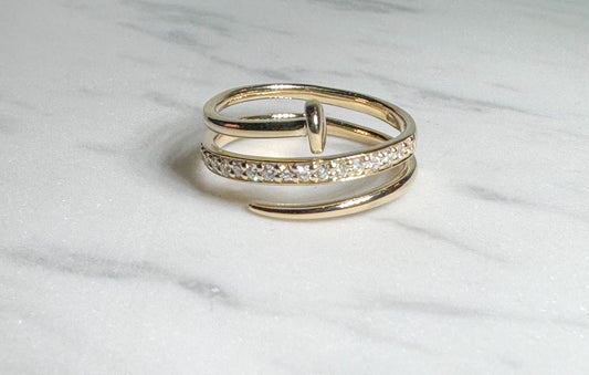 14k yellow gold diamond wrap nail ring