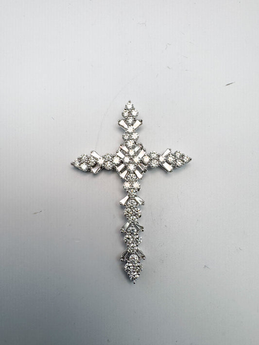 14k, white gold 1.96 carat  diamond cross pendant