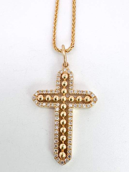 Diamond cross on a Diamond cut, wheat chain