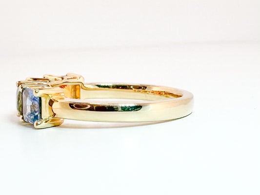 14K, Yellow gold, 2.24 carats of mulit color sapphires