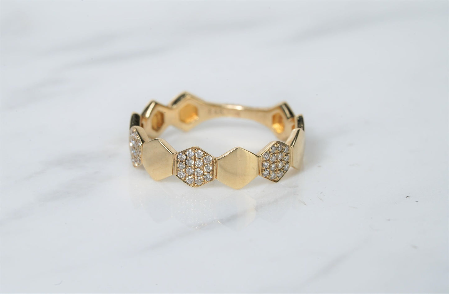 Hexagon shaped diamond ring