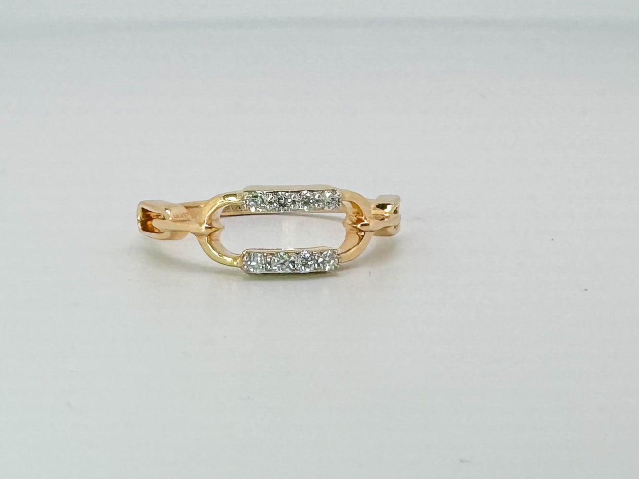 14k yellow gold open link ring with .10 carat of side diamonds