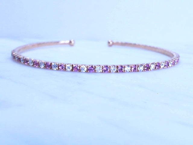 18k rose gold pink sapphire and diamond cuff bracelet.