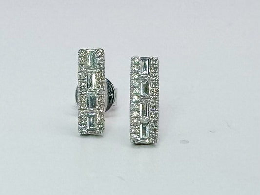 14k, white gold, .40 carat Diamond bar earrings