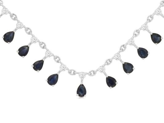 14k, White Gold, 2.20 carat, .35 carat total weight, Sapphire & Diamond Necklace