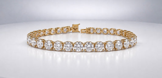 18k, yellow gold 17.06 carat SI1 G-H , Natural diamond tennis bracelet. GIA certified.