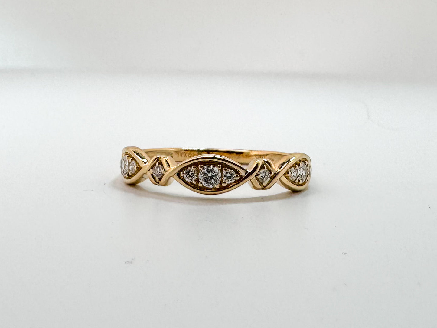 14k, Yellow gold .20 diamond total weight, wedding band/ stacker band