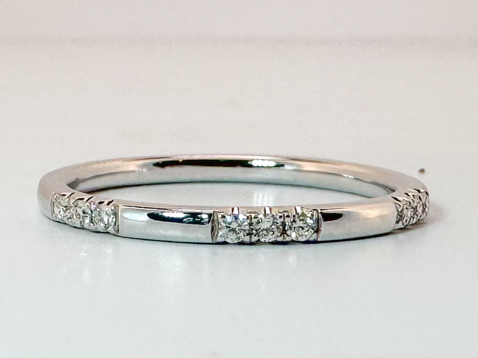 14K, White gold, .10 diamond totsal weight, stacker band.