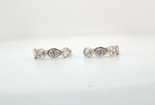 14k, Yellow gold, 2.98 pear shaped, lab grown diamond hoops