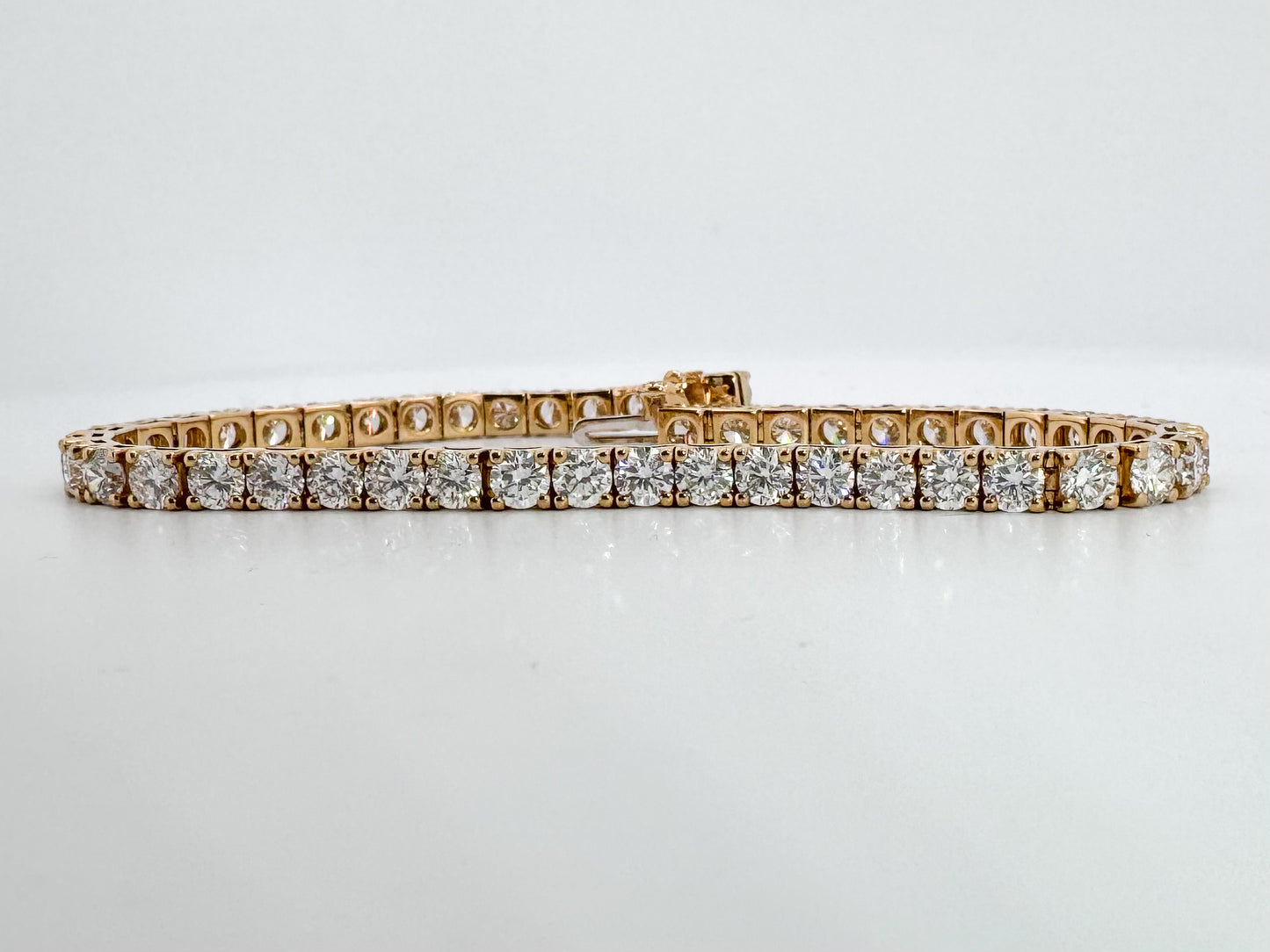 14k, yellow gold, 12.0 carat lab grown diamond tennis bracelet. VS1/VS2 E-F