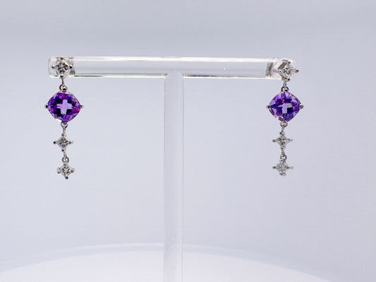 14kw Amethyst and diamond earrings