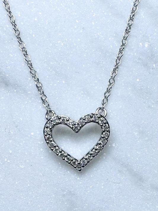 Dainty diamond heart necklace