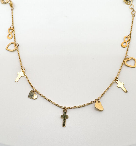 14k, Yellow gold, petite charm bracelet