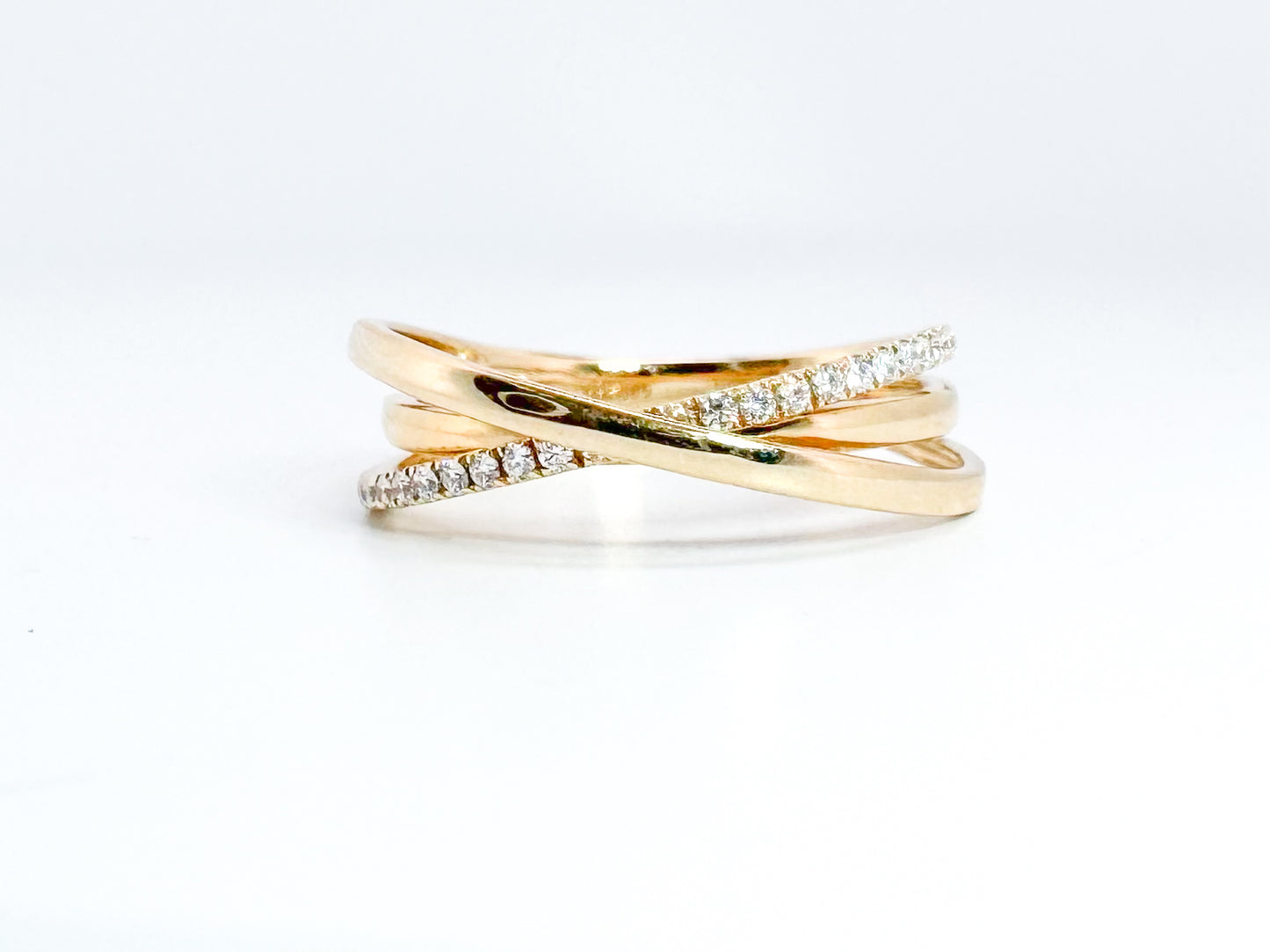 14k, yellow gold, multi, diamond band ring. .15 carats.
