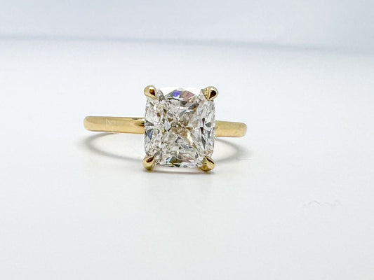 14k 2.18 Cushion cut natural diamond engagement ring VS1 G