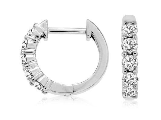 14K, White gold, .50 dtw natural diamond hoop earrings.