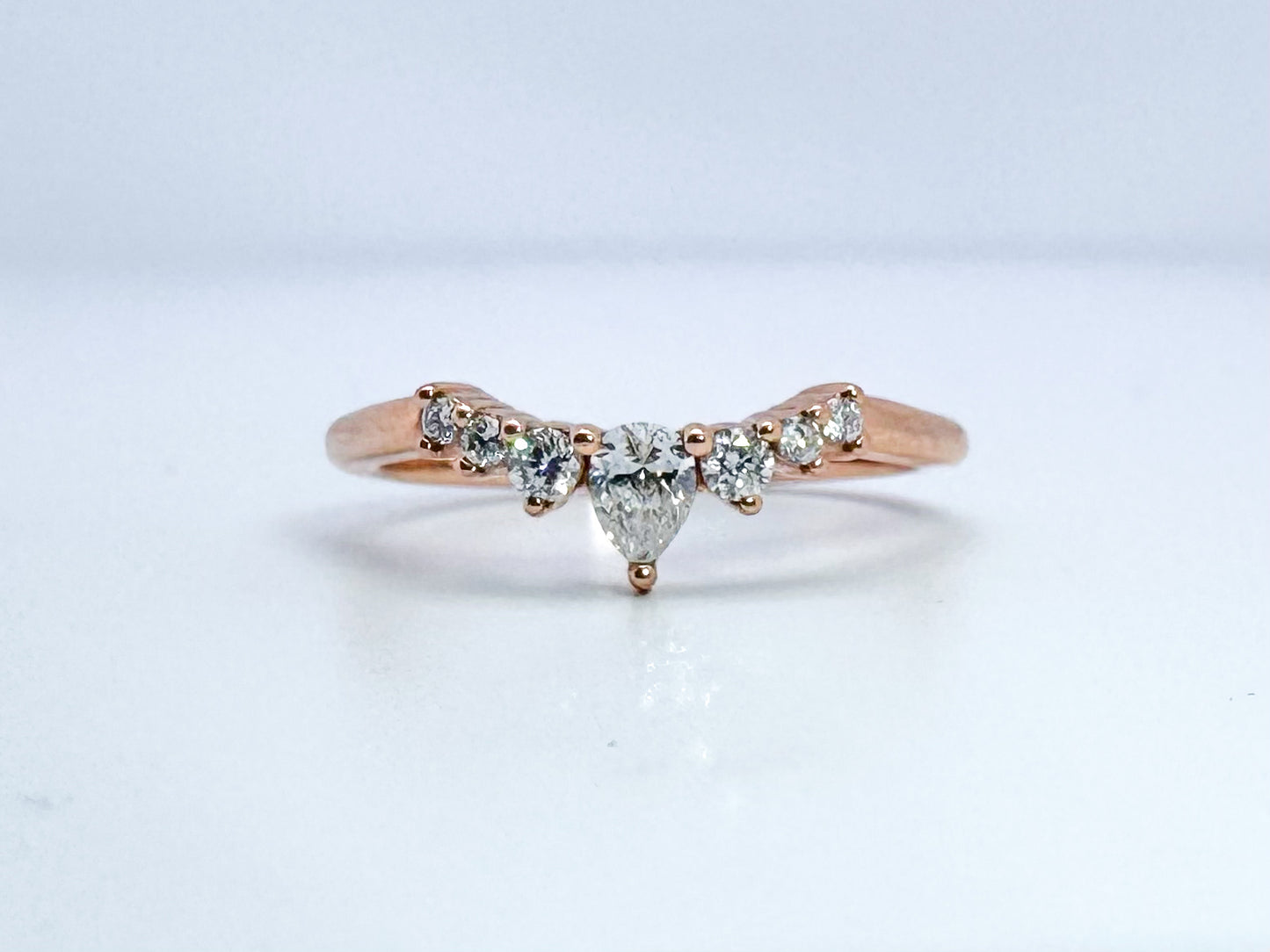 14k, rose gold, .25 diamond total weight, contour band.