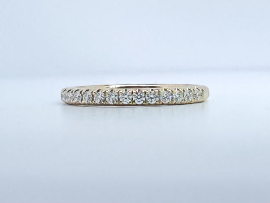 14k, yellow gold .22 dtw french pave daimond band.