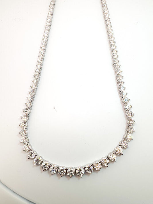 14K, white gold, 21.75 carat total weight, graduated lab grown diamond tennis bracelet.