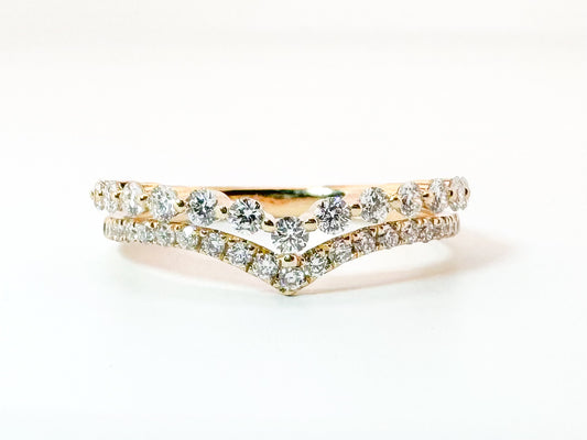 14k, Yellow gold, .53 carat total weight double V band