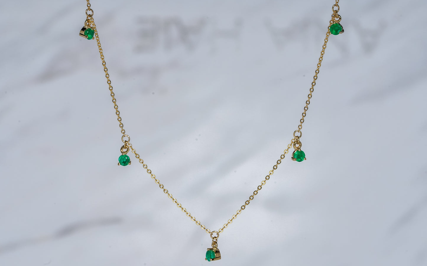 5 Stone Emerald Necklace