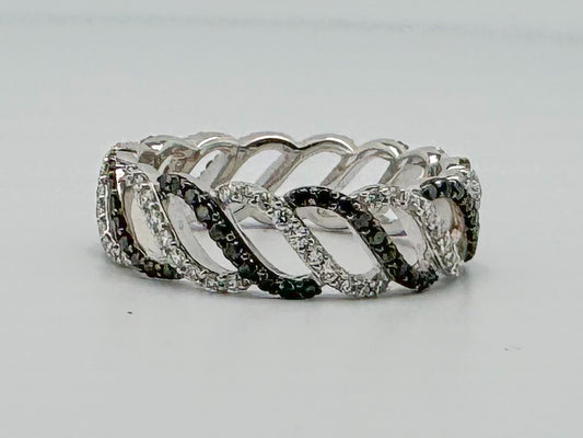 18k black and white diamond "wave" eternity ring