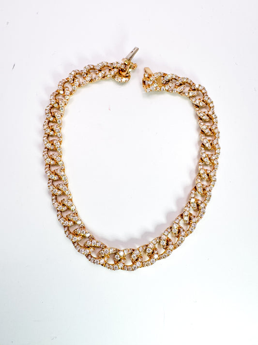 14KY 3.73 carat total weight of natural diamonds. Cuban link bracelet.