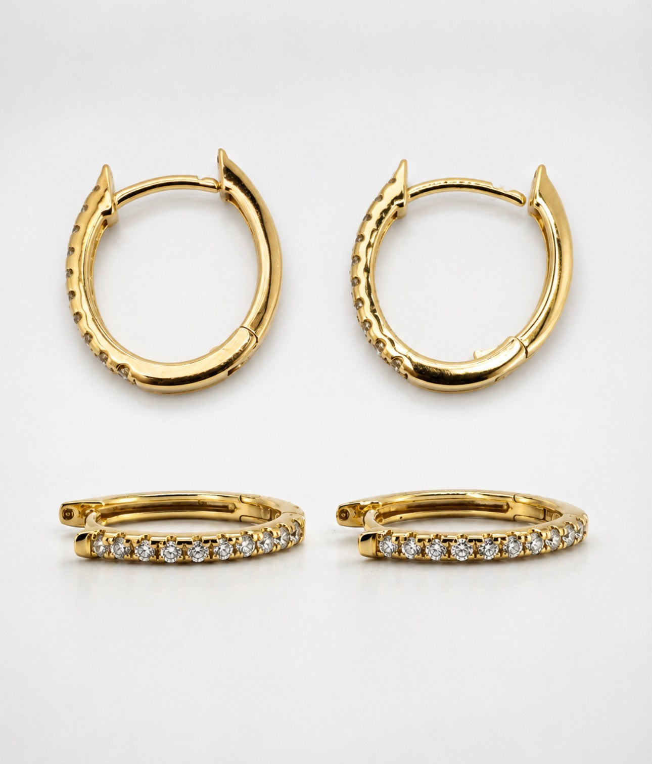 14KY .17 Diamond total weight, huggie style, natural diamond earring.