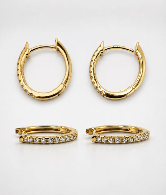 14KY .17 Diamond total weight, huggie style, natural diamond earring.