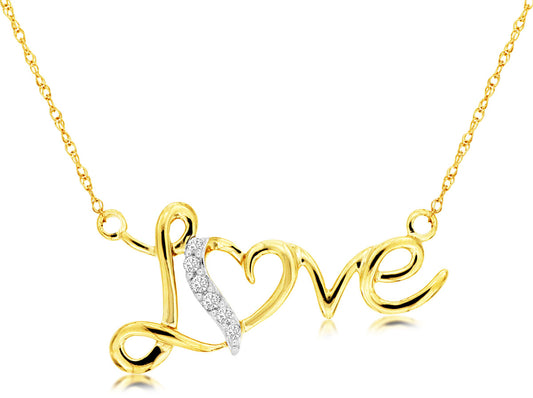 14ky .05 diamond total weight, " LOVE" Pendant