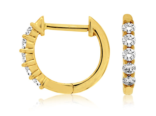 14K, yellow gold, .25 dtw huggie diamond earrings.