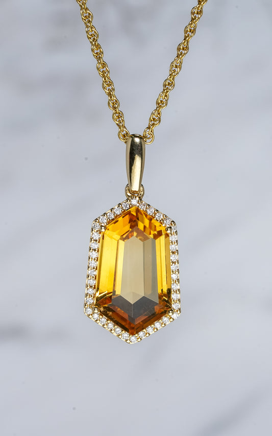 Citrine and Diamond Pendant